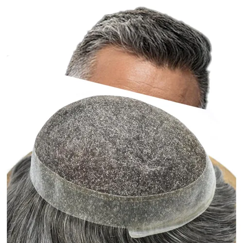 Miniatura 15 de French Lace Mens Toupee Sistema de cabello humano Toupee para hombres Pieza de cabello humano real invisible PU línea capilar natural protesis