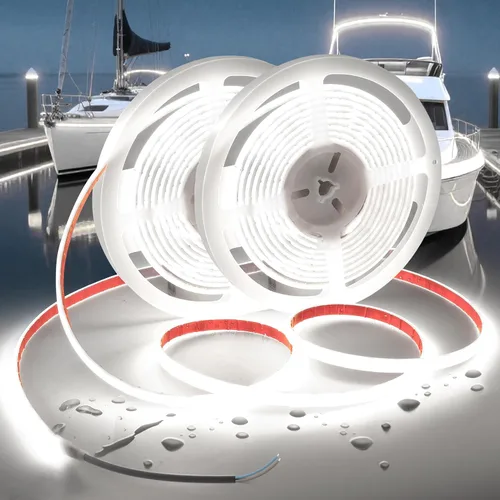 Miniatura 8 de Tiras de Luces LED COB Luz Azul, 12V 32.8 pies IP67 Impermeable Alto CRI 95Ra+ Súper Brillante, Luces Flexibles para Barco para Pesca Nocturna