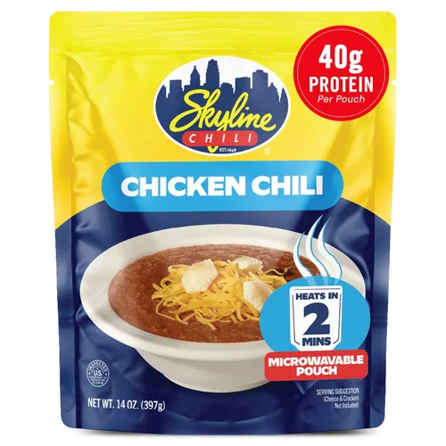 Skyline Chili Chile de pollo – Auténtica receta estilo Cincinnati en bolsas para microondas – Perfecto para conos de queso, perros calientes,