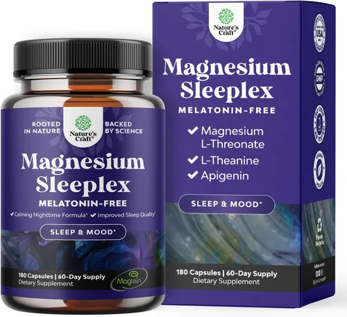 Suplemento de magnesio para dormir de alta absorción - Soporte de descanso Magtein magnesio L-treonato y apigenina teanina para dormir y descansar