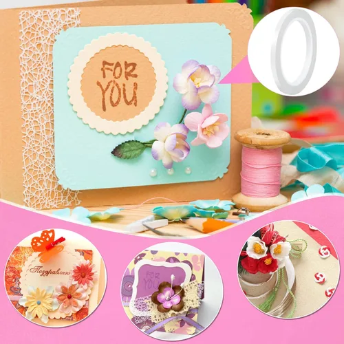 Miniatura 6 de anezus Cinta adhesiva de doble cara para manualidades, 2 rollos de cinta adhesiva de doble cara para álbumes de recortes, tarjetas, fijación