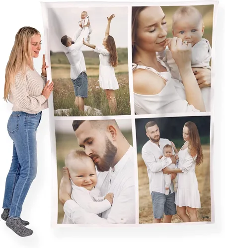 Miniatura 11 de FrameStory Manta personalizada con fotos y texto, totalmente personalizable con tus fotos y mensajes, manta de forro polar suave y suave, 30 x 40