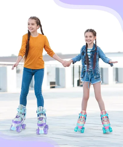 Miniatura 7 de Sportneer Patines para niños: 4 tamaños ajustables patines cuádruples con ruedas iluminadas para niñas de 5-8, 8-12 niños pequeños principiantes