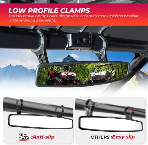 Miniatura 4 de KEMIMOTO Espejo retrovisor UTV, espejo retrovisor convexo central de 15" para UTV de carreras con abrazaderas de 3/4 1.75" o 2" Compatible