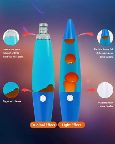 Miniatura 5 de Vanful Lámpara de movimiento de líquido naranja de 16 pulgadas para adultos y niños, lámpara de magma azul establece el ambiente para la decoración