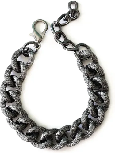 Miniatura 8 de Textured Faux Pavé Matte Cuban Link Chain Bracelet