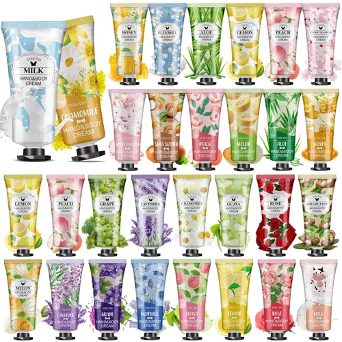 VISCOO Paquete de 28 regalos de crema de manos para mujeres, regalo de agradecimiento al profesor/regalos de graduación, mini loción hidratante para