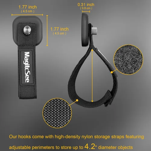 Miniatura 2 de Paquete de 2 correas de gancho magnético resistentes para cables de extensión, potentes ganchos de almacenamiento Cruise Garage para colgar cables