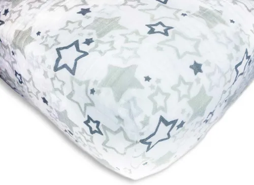 Miniatura 26 de SwaddleDesigns Sábana bajera ajustable de muselina de algodón más suave para bebé niño y niña, azul pastel Ahoy!