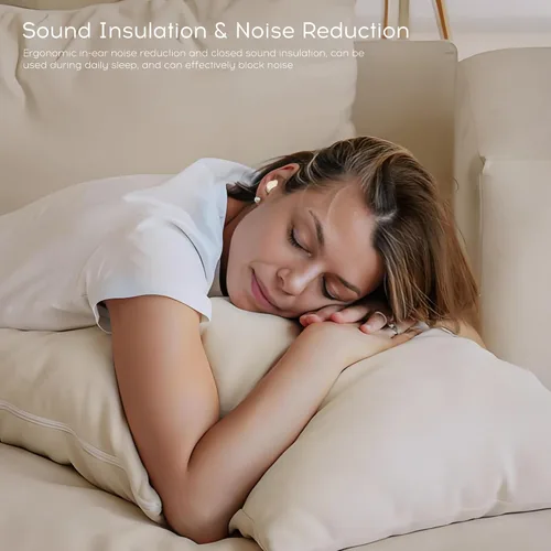 Miniatura 3 de Tapones para los oídos para dormir de lado, mini auriculares inalámbricos invisibles Bluetooth 5.3 con cancelación de ruido, tapones invisibles