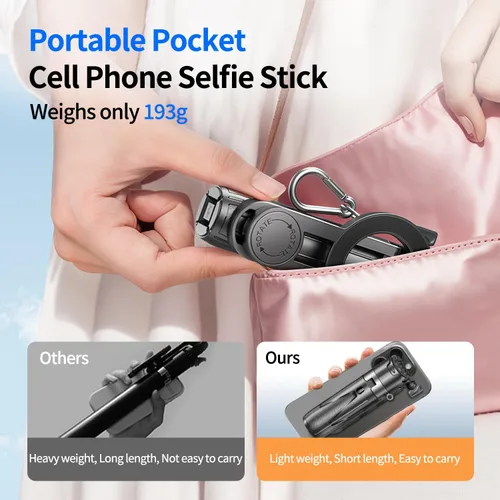 Miniatura 4 de Mag-Safe - Mini palo magnético para selfie, 4 en 1, pequeño trípode portátil de bolsillo para iPhone/Android, con clip de teléfono extraíble