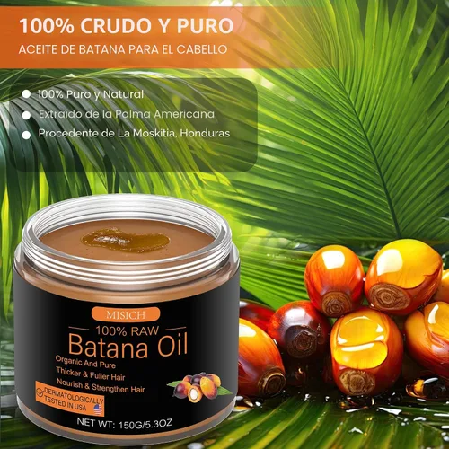 Miniatura 2 de MISICH Aceite de batana crudo para el crecimiento del cabello, pasta de aceite de Botana 100% natural puro de Honduras, mascarilla orgánica sin