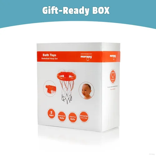 Miniatura 9 de MARPPY Juguetes de baño: aro de baloncesto para bañera para niños pequeños y niños, juguete de ducha sin moho con 4 bolas sin agujeros, divertidos