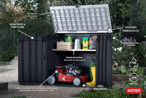 Miniatura 5 de Keter Store-It-Out Prime - Cobertizo de almacenamiento exterior de resina de 4.3 x 3.7 pies con bisagras de fácil elevación, perfecto para Negro