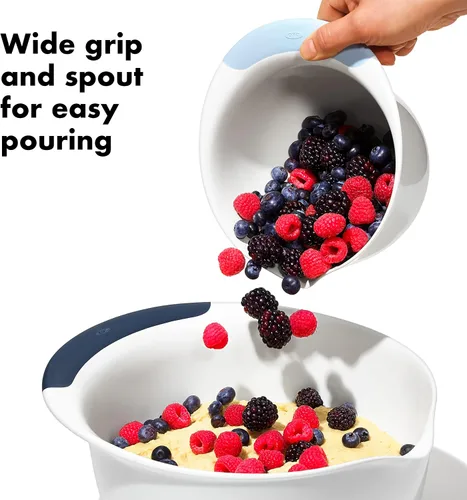 Miniatura 5 de OXO, juego de 3 cuencos para mezclar de plástico Good Grips – Asas de Blueberry, Jam & Seltzer, 4.7 LITROS, Grande