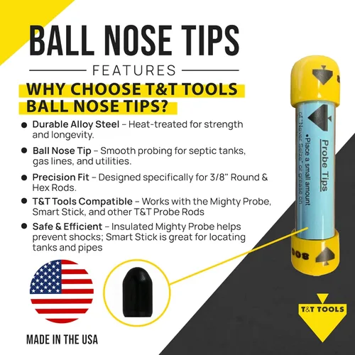 Miniatura 2 de T&T Tools Puntas de repuesto estándar para varillas de sonda de suelo de 3/8 pulgadas – Compatible con Smart Stick y Mighty Probe – Ideal