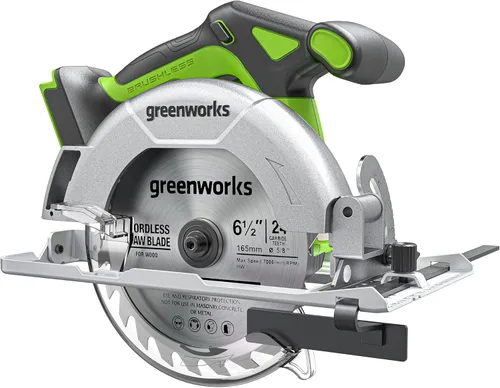 Miniatura 13 de Greenworks Sierra circular de 24 V, sin escobillas de 6-1/2 pulgadas, sierra circular de batería inalámbrica, 4,800 RPM, profundidad de corte