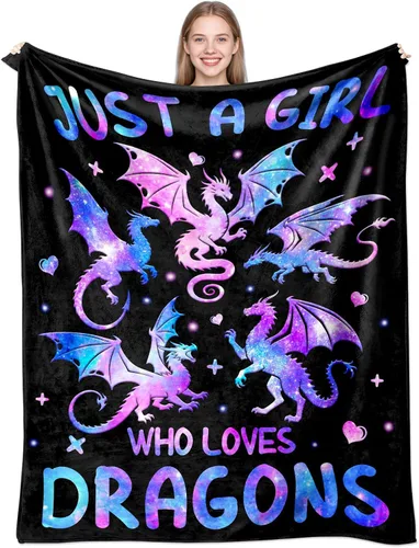 Manta de dragón de franela suave, regalo para niñas y mujeres, manta de dragón para amantes de los dragones, regalos de cumpleaños, decoración para