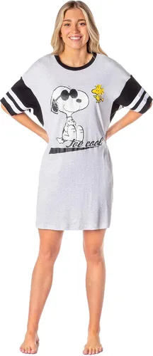 Miniatura 4 de INTIMO Peanuts Joe Cool Snoopy Woodstock - Camisón de pijama para mujer, Gris