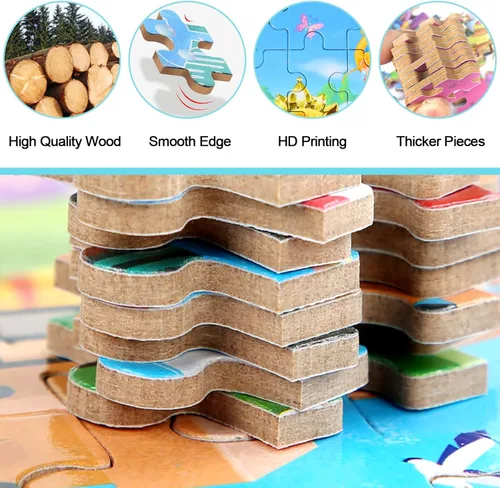 Miniatura 7 de MZZOTOY - Rompecabezas para niños de 4 a 8 años, 60 piezas, para niños de 3 a 5 años, en una caja de metal, rompecabezas educativos para niñas