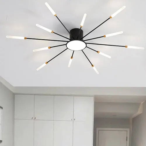Miniatura 22 de Lámpara de techo LED regulable de 32 pulgadas, 12 luces de techo, lámpara de techo empotrada, iluminación de interior dorada para sala de estar, 12