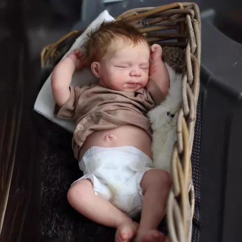 Miniatura 4 de Angelbaby Muñecas de bebé Reborn niño de 19 pulgadas, recién nacida que duerme, de silicona de cuerpo completo, aspecto real, con peso, muñeca