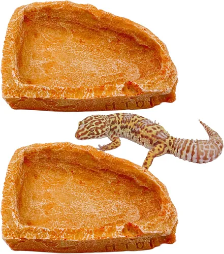 Miniatura 7 de Plato de agua para reptiles, cuencos de dragón barbudo, paquete de 2 cuencos de comida para reptiles para cangrejo ermitaño, dragón barbudo