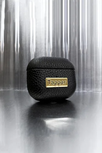 Miniatura 3 de Tapper Funda de cuero negro / chapado en oro de 18 quilates para AirPods (3ª generación)