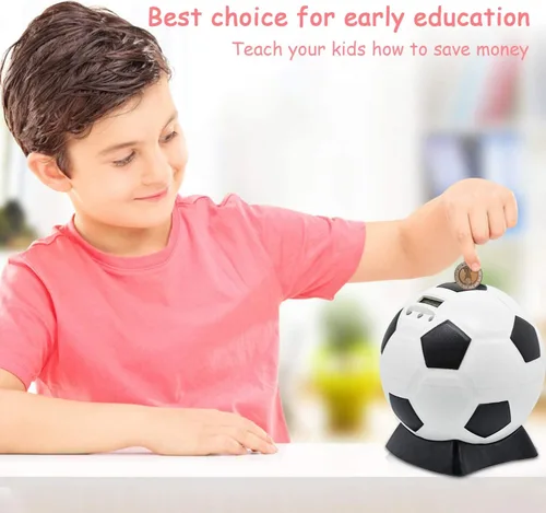 Miniatura 6 de MOMMED Alcancía para niños, alcancía digital, alcancía de pelota de fútbol, regalos de fútbol para niños, alcancía de monedas con aspecto de balón