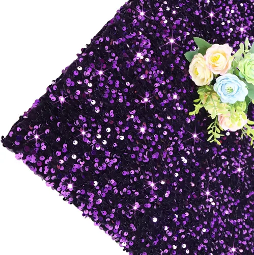 Miniatura 9 de FOTSHARER The Yard - Tela de lentejuelas color azul bebé con purpurina para coser artesanías, tela de malla de 1 yarda con lentejuelas, tela