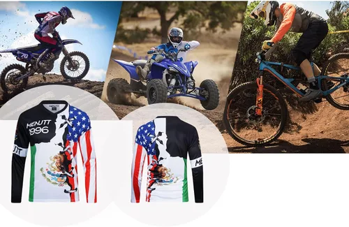 Miniatura 4 de MENUTT Camiseta de ciclismo de montaña para hombre, manga larga, MTB Off-Road México, camisetas de descenso y motocross