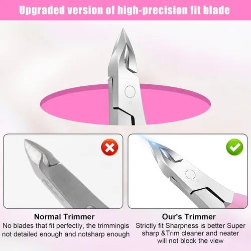 Miniatura 7 de Diesisa Cortadora de cutículas, extremadamente afilada, cortacutículas para uñas con mango de silicona, antideslizante, cortador profesional
