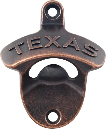 Miniatura 13 de Bronce antiguo montado en la pared de latón abrebotellas TEXAS Beer Top Abridor Mesa Montada