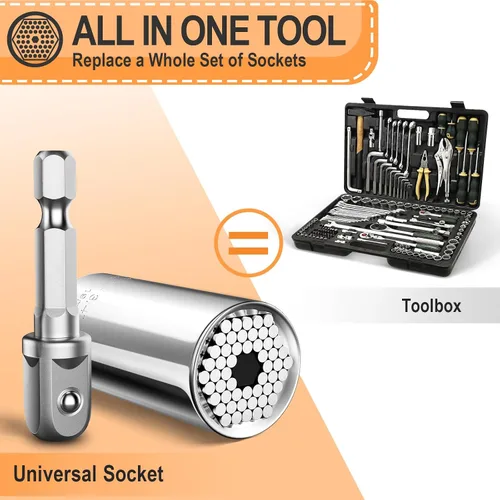 Miniatura 7 de Regalos para el Día del Padre de parte de hija, hijo, esposa, herramientas de enchufe súper universales para hombres, juego de agarre con adaptador