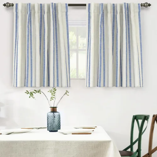 Miniatura 80 de DriftAway - Cortinas de Lino Mezcla de Granja 100% Opacas de 84 Pulgadas de Largo para Dormitorio, Cortinas Verticales Rayadas Impresas de Lino