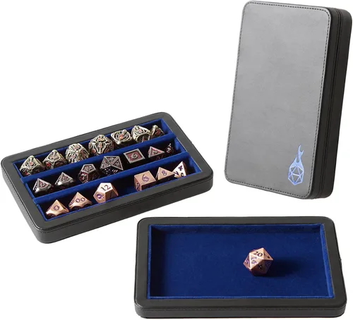 Forged Dice Co. Estuche de dados prémium de 3 filas – Caja de dados combinada y bandeja de dados – Protege los juegos de dados poliédricos – Filas