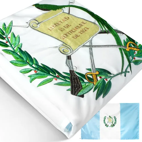 Anley serie EverStrong - Bandera de Guatemala bordada de 3 x 5 pies, cabecera de lona bordada y resistente, 4 filas de costuras de bloqueo, bandera