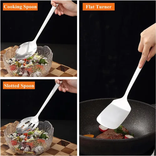 Miniatura 6 de Homquen Juego de utensilios de cocina de acero inoxidable, 4 piezas, juego de utensilios de cocina, juego de espátulas, cucharas de cocina, 1.