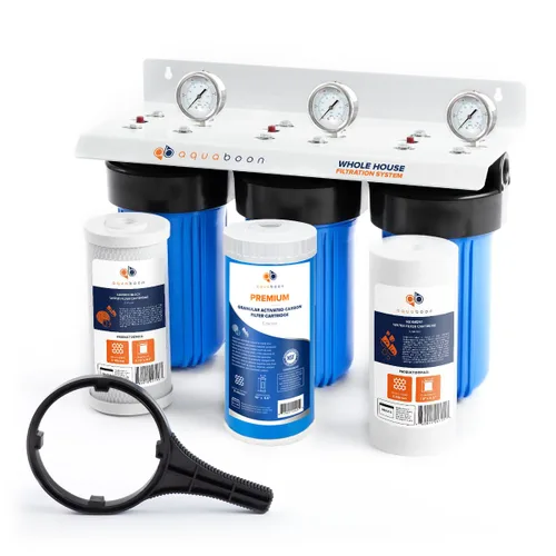 Miniatura 17 de Aquaboon Sistema de filtro de agua de 2 etapas para toda la casa con 5 micrones, 10 x 4.5, antiincrustación, purificación de agua de sedimentos