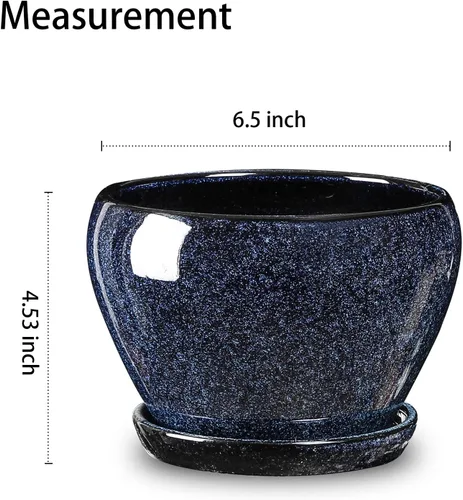 Miniatura 2 de vicrays Macetas de cerámica para plantas de interior - Maceta de 6.5 pulgadas con orificio de drenaje y platillo para suculentas, orquídeas, flores