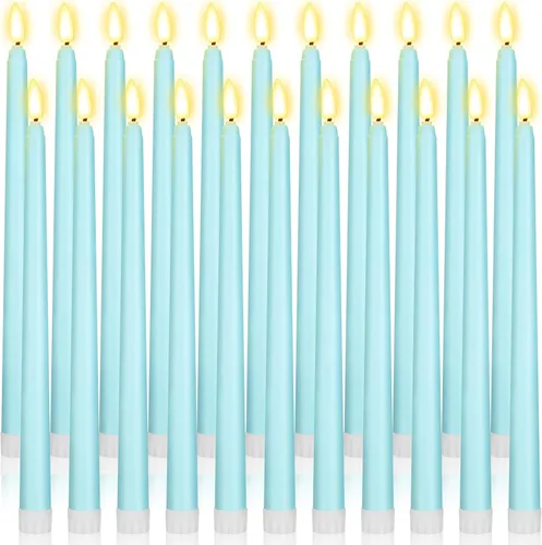 Miniatura 19 de Macarrie 24 Paquetes de Velas Cónicas Sin Llama Operadas con Batería Falsas de 11 Pulgadas de Largo Luz de Vela LED Sin Llama Parpadeantes Cónicas