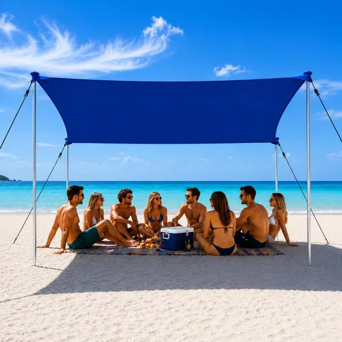 EasierHike Tienda de campaña para playa, toldo de playa portátil de 10 x 10 pies, fácil de desplegar, refugio de protección solar UPF50+, resistente