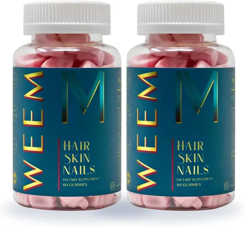 Gomas WEEM para el cabello, la piel y las uñas - Favorece el cabello saludable - Vitaminas veganas de biotina para mujeres y hombres. Apoya el