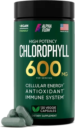 Cápsulas de clorofila de 600 mg – Píldoras naturales de clorofila para mujeres y hombres – Suplemento de clorofila altamente biodisponible para
