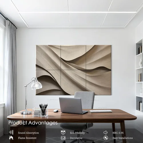 Miniatura 4 de Paquete de 6 paneles absorbentes de sonido de 72x48 pulgadas Paneles acústicos para paredes para el hogar, la oficina o el estudio – Diseño Cortinas