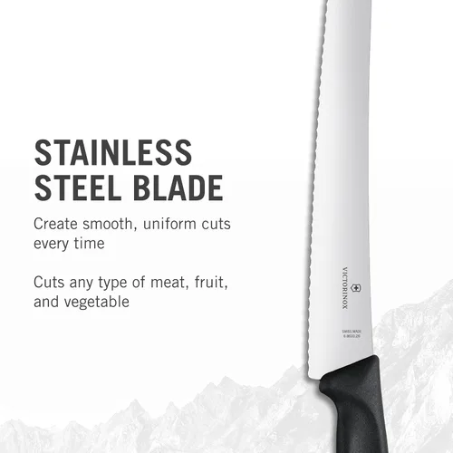Miniatura 2 de Victorinox Swiss Classic - Cuchillo de pan curvo de 10.25 pulgadas con borde dentado y mango negro