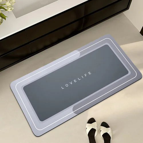 Miniatura 8 de Tapete de baño de goma de secado rápido, absorbente, antideslizante, delgado, de secado instantáneo, tapete mágico de baño para el piso del baño