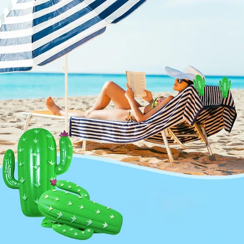 Miniatura 3 de 4 clips de toalla de playa para silla, clips de toalla de plástico verde cactus de gran tamaño, clips de piscina para evitar que la toalla se vuele