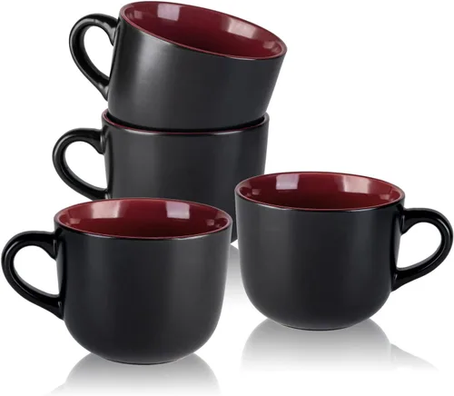 Miniatura 9 de AmorArc Tazas de sopa de 24 onzas con asas, tazas de cerámica jumbo con asas para café, cereales, capuchino, aptos para microondas y lavavajillas