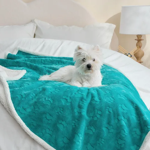 Miniatura 31 de Qeils Manta impermeable calmante para gatos de interior, manta suave y silenciosa de felpa para mascotas, manta gruesa de piel sintética de 500 GSM